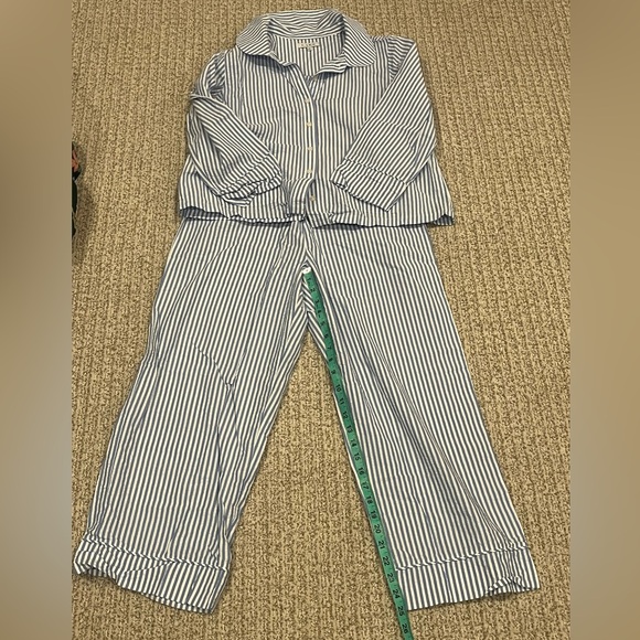 Blue and White Stripe Lake Pajama Set - Picture 3 of 4